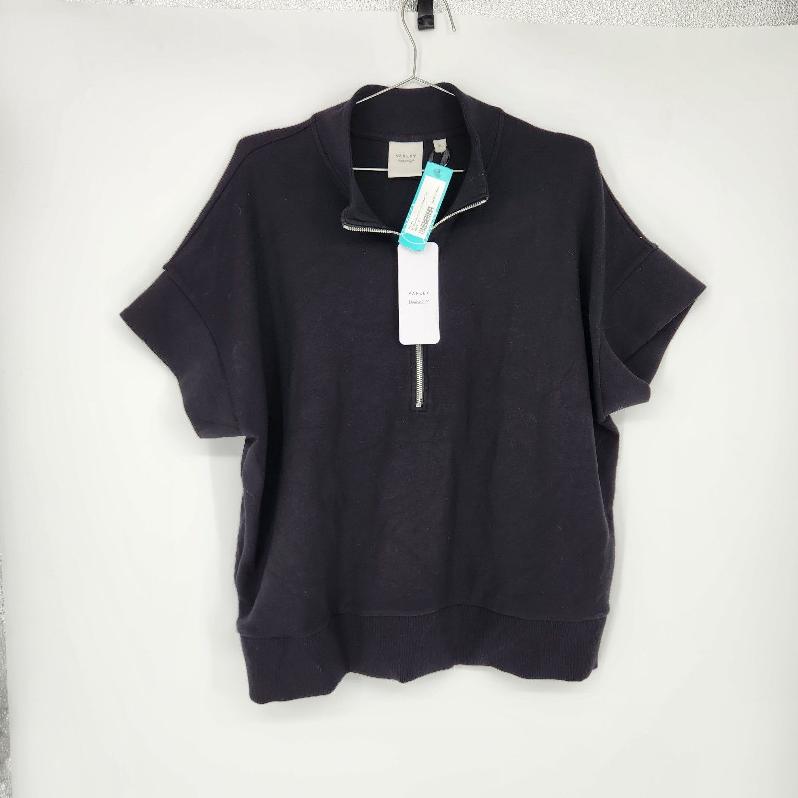 Varley Black Xl Ritchie Short Sleeve Sweat Sweater Top Nwt $138.00
